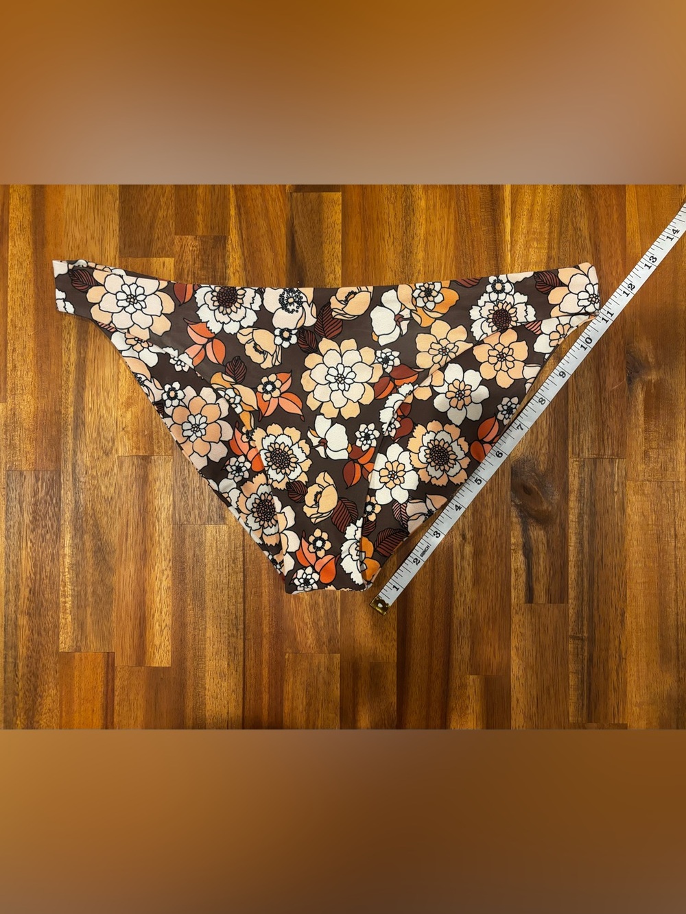 SKATIE Bikini Swimsuit Set Retro Floral Two-Piece Bikini Brown, Cream & Orange M - Picture 7 of 11